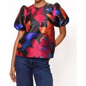 Hutch black and plum floral Nadine blouse size M, NEW WITH TAGS!